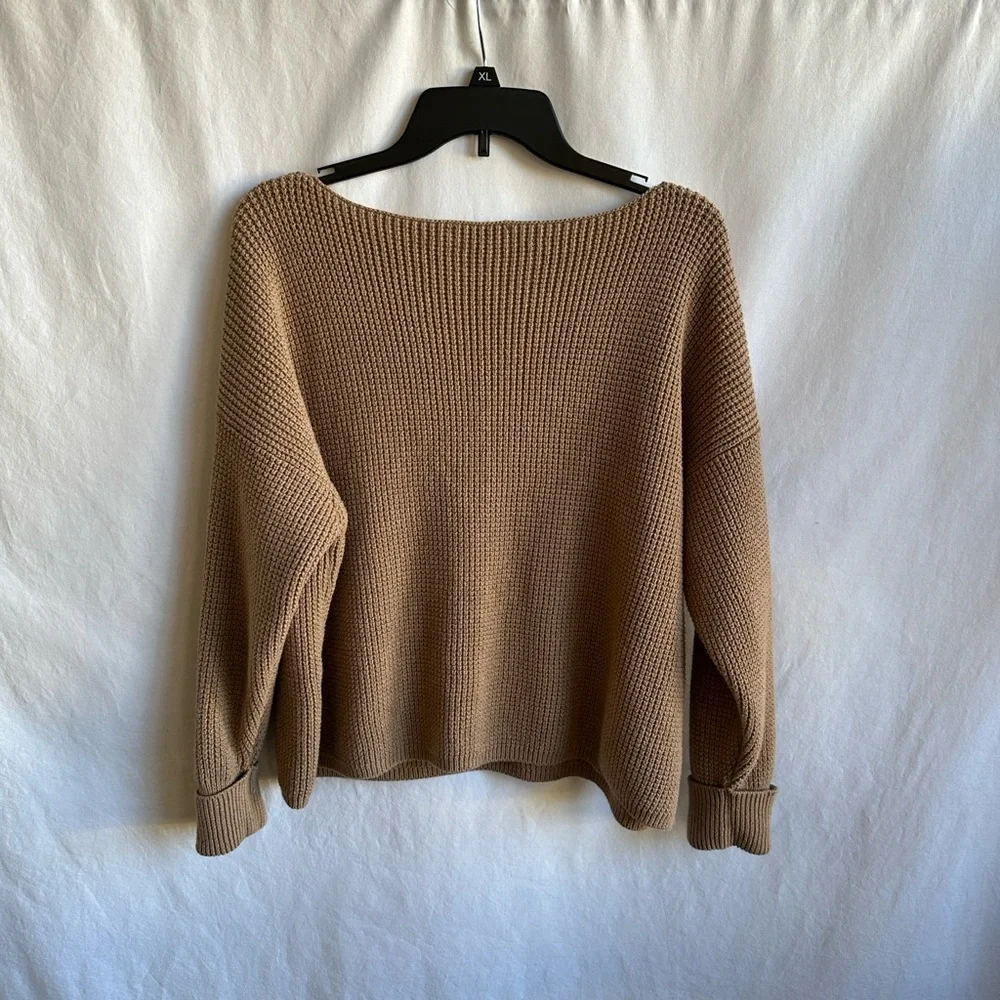 French Connection tan/camel boatneck sweater, size M - Picture 5 of 6